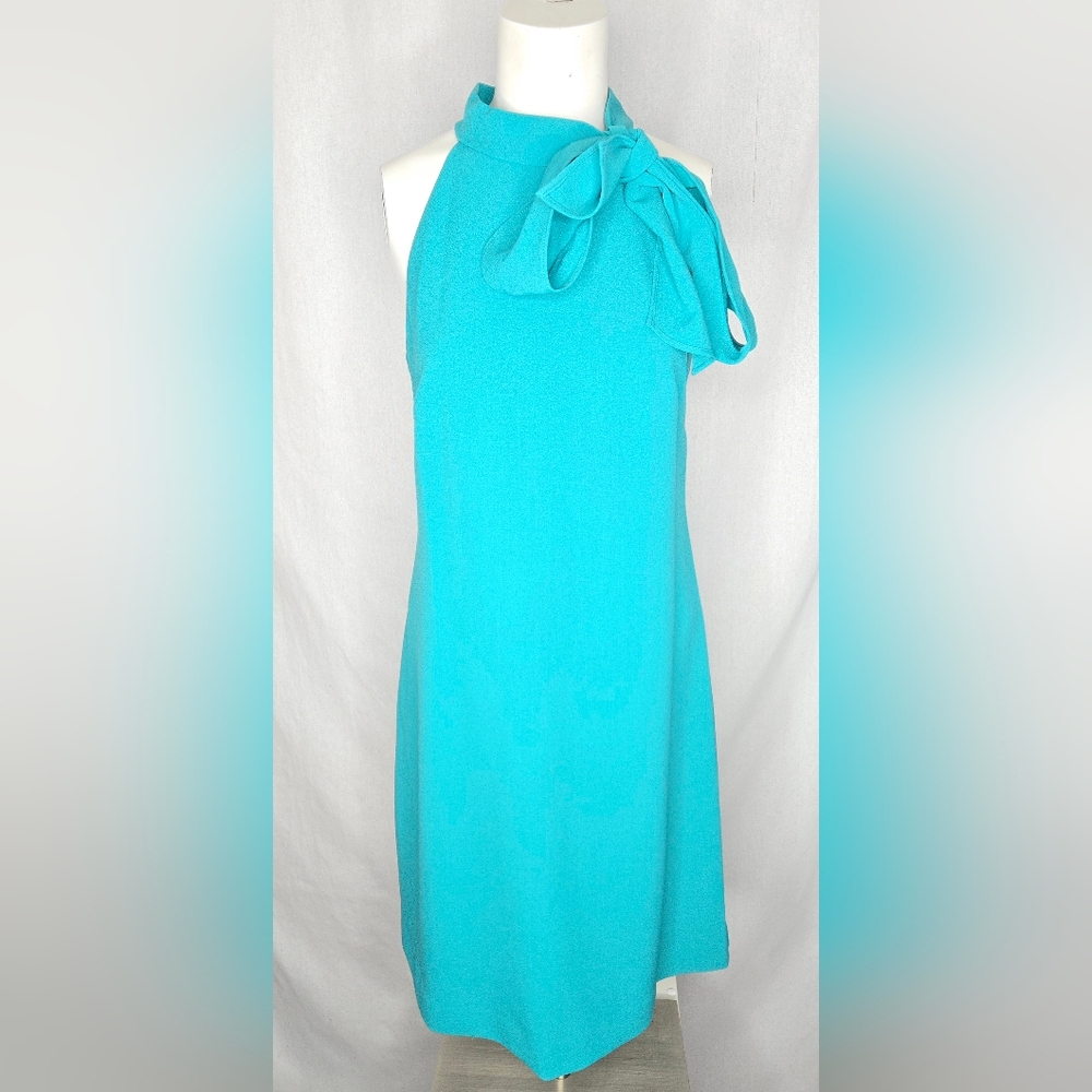 Vince Camuto HTF Teal Green Halter Bow Neck Formal Sheath Dress Size 8 NWOT